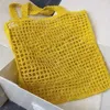 Bolsa de ombro de grife bolsas de praia femininas bolsas de luxo Moda malha oca tecido compras para o verão bolsa de palha 6 cores dicky0750