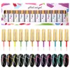 Kit de vernis à ongles UVLED, 12 couleurs, pour bricolage, ligne de crochet, manucure, peinture, Gel, fournitures d'art des ongles, Design brossé 2206134606702