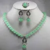 Hot Sieraden 8 MM Groene Jade Hanger Ketting Set