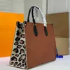 2022 Tote Bag Women Shoulder Handbag Lady Shopping Bags Embossed Leather leopard Printed Patchwork Color Braided Top Handle Long Strap