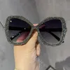 Óculos de Sol Feminino 2022 Borboleta Vintage Luxo Óculos de Sol Brilhantes Pedras Rosa Óculos Proteção UV400 Lunette De Soleil Femme