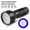 Haute Quailty 51 UV Ultraviolet LED Lampe de poche Violet Blacklight Black Light Torch 395 nM Coque en aluminium Torches UV Mini lumières lampes de poche DH8433