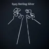 Dangle & Chandelier Minimalist Ear Thread Earrings 925-Sterling-Silver Long Chain For Women Delicate Silver Bar Threader