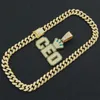 Collane con ciondolo Hip Hop Iced Out Catene cubane Diamond Letter CEO Mens Gold Chain Charm Set di gioielli di moda per uomo ChokerPendant