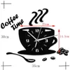 Настенные часы кофейная чашка наклейка на стикер часы безмолвные кухня дома украшение формы Половые цифровые часы -часовые часы.