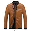 Fashion Autumn Men faux läderjacka trend s ny stil smal stand-up krage motorcykel pu l220801