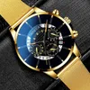 Armbanduhren Mode Herrenuhren Luxus Mann Sport Edelstahl Quarz Armbanduhr Männer Business Casual Lederuhr Gold Armbänder