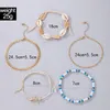 6 unids/set de tobilleras de cuentas de concha para mujer Boho Pigeon oro oblea borla pie cadena cuerda joyería de verano