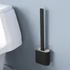 Toilettenbürsten weiche TPR Silikonkopf Toilettenbürste mit Halter Schwarz Wand montiert abnehmbares Griff Bad Reiniger langlebiger WC-Zubehör