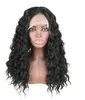 Sexy feminino médio longo e preto de renda frontal de renda curativa