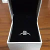 New Sparkling Square Halo Ring Rose Gold 925 Sterling Silver Logo Clear Cz Women Wedding Jewelry Origin