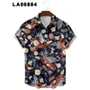 Skjortor för män sommar blommiga element 3d digital utskrift trend lös kortärmad herrskjorta Top 6xl stor storlek 220401