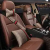 2 STKS Linnen materiaal Mini rug PU leer Ademende auto nekkussens comfortabele universele Auto Seat Hoofd Neksteun Kussen Hoofdsteun Kussen Pad