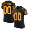 Custom Black Gold-scarlet Mesh Authentic Football Jersey 68768