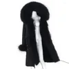 Manteau d'hiver en fausse fourrure pour femme, doublure pour femme, Parka X-Long imperméable, grand col naturel, capuche épaisse et chaude