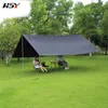 Without Poles! 6x4.4m Black Ultralight Tarp Outdoor Camping Survival Sun Shelter Awning Black Coating Pergola Tent H220419