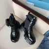 Monolith Patent Leather Nylon Pouch Ankle Combat Boots Platform kil