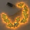 Eid Mubarak Moon Lantern Led Light String Iron Craft Garland Ornaments for Home Islamic Muslim Party Decor Ramadan Lights 220815