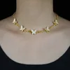 Multi cz Butterfly Charm Link Chain Choker Collana Placcato Gold Gold Argento High Polish 5mm Catena cubana Nuovo gioielli per le donne Dichiarato Collane regalo