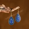 Bohemian Summer Water Drop Dangle Hanging Earrings for Women Vintage Ethnic Beads Dripping Oil Earrings Party Wedding Jewelry