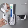 Boîte de dentifrice à pression automatique, porte-brosse à dents anti-poussière mural, support de rangement, inventaire d'accessoires de salle de bain en gros