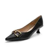 Dress Shoes Design Real Leather Med Heel Elegante dames gemaakt door cowhide zacht comfortabel voor vrouwen maat 35 tot 42Dress