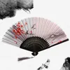 Çin Japon ipek katlanır el fanı ahşap sapı el fanı Çin katlı fan dans partisi için püskül ev duvar dekorasyon