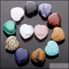 Stone Loose Beads Jewelry 30Mm Heart Ornaments Natural Rose Quartz Turquoise Naked Stones Decoration Hand Play Handle Pieces Acc Dhreo