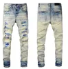 Moda para hombre Jeans Estilo fresco Diseñador de lujo Pantalón de mezclilla Desgastado Rasgado Biker Negro Azul Jean Slim Fit Motocicleta Tamaño 28-40