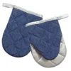 Chambray Mini Oven Mitts 2PCS Set cooking Safely 12x15.5cm Dark blue Waterproof and heat proof