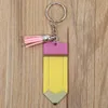 DIY Blank Tassel для ключей Creative Pencil Keychains Акриловая ключ -цепочка День Учителя День Учителя Keyring