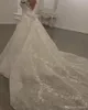Lyxig mantel de Mariage Modern spets sjöjungfru bröllopsklänningar som lyser kristaller pärlor apparater ren nackbröllop brudklänningar2601