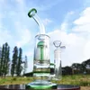 11" grünes Glas Wasserpfeife Bong Shisha Pfeifen Bongs Tabak Rauchen Bubbler Rauchpfeifen Bongs Flaschen Dab Rig 18mm Schüssel US-Lager