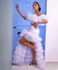 2022 Plus Size Arabisch Aso Ebi Meerjungfrau Weiß Sexy Ballkleider High Split Abend Formale Party Zweiter Empfang Geburtstag Verlobung Brautjungfernkleider Kleid ZJ111