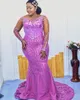 2022 Plus Size Arabic Aso Ebi Lilac Mermaid Sparkly Prom Dresses Pärled Crystals Evening Formal Party Second Reception Birthday Engagement Gowns Dress ZJ677