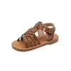 2022 Summer New Children's Woven Sandals Kids Fashion Casual Shoes Open-toe Korean Soft-soled Beach Shoes Non-silp Baby Girls G220523
