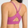 lu-59 High Elastic Shockproof Sports Underwear Women's Cross Ribbon Hollow Back Yoga Bra Fitness Running Training Gym Underwear