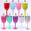 Fast Delivery 9 Colors 10oz Stainless Steel Glass Cup With Seal Lids Wine Juice Drink Champagne Goblet Double Layer Cocktail Mug Kitchen Drinkware EE