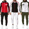 Designer hiver 3XL hommes à capuche correspondant survêtement survêtement décontracté Patchwork 2 pièces Jogging ensemble costumes solide vêtements de sport de gymnastique