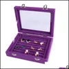 Smyckeslådor Packaging Display 7 Färg Veet Glass Ring Earring Organizer Box Tray Holder Storage T200917 873 Q2 Drop Delivery 2021 6LCHI
