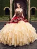 2022 Sweetheart Burgundy Ball Gown Quinceanera Dresses With Embroidery Tiered Skirts Lace Up Floor Length Vestido De Festa Sweet 16 Dress