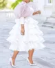 African Women Plus Size White Party Dress Vintage Puff Sleeve Gullig Ruffle Tiered Layered Summer Spring Ladies Club Mini