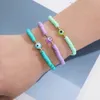 Mehrfarbiges Evil Eye-Armband-Set, Sommer-Strand-Schmuck, Regenbogen-weiche Polymer-Ton-Scheiben-elastische Armbänder für Frauen