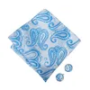 Papillon Hi-Tie Most Blue Paisley Bowtie For Men Wedding Top Silk Jacquard Woven Sky Set di gemelli Hanky da uomo F-769Bow