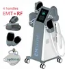 Professionell Emslim Slimming Muscle Stimulator Fat Minska Slim Systems EMS Electromagnetic EMT Body Shaping Beauty Machine 4 Handtag med RF och säte