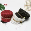 Bérets mode femmes chapeaux Tweed Plaid Sboy casquettes chaîne haut plat visière casquette Vintage militaire femme automne hiver HatBérets