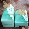 Gift Wrap 10Pcs/Lot Golden Hollow Butterfly Candy Bag Box Package Wedding Favor Boxes Thank You Birthday Party Bags Drop Delivery 2021 Event