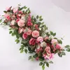 DHL 9 Colors Decorative Flowers 100CM DIY Wedding Flower Wall Arrangement Supplies Silk Peonies Rose Artificial Row Decor Iron Arch Backdrop Ceremony Decoration