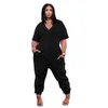 Women Plus Size Jumpsuits Designers Clothes Fashion Short Sleeve Rompers V Neck Long Onesies Sportswear With Pockets 5XL