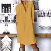 Casual Dresses Dress Oversize Loose Spring White Female Sleeve Long Pocket Women's Linen Fashion Cotton Pregnant Clothes LadiesCasual